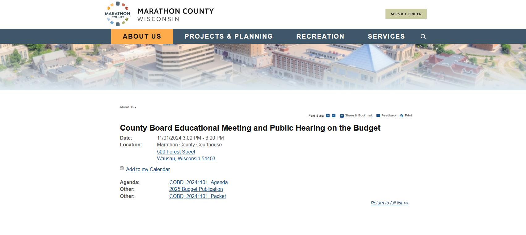 Reminder Marathon County 2025 Budget Public Hearing Marathon